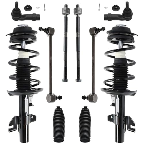Image of Detroit Axle - Front Struts w /Coil Springs Sway Bar End Links Outer Inner Tie Rods Boots Replacement for 2013-2016 Dodge Dart Limited - 10pc Set