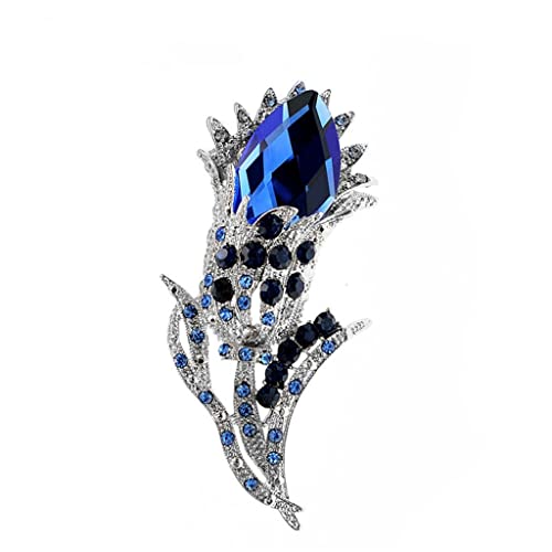 Broche fleur bleue en strass haut de gamme : bijou vintage d'exception
