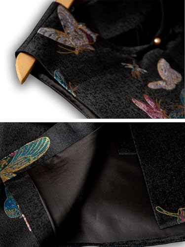 Chaleco jacquard de seda mujer estilo chino negro mariposa 519 5