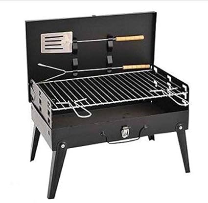 stylish Portable Lightweight Non-Electric Briefcase Style Folding Barbecue Grill Toaster (Black)