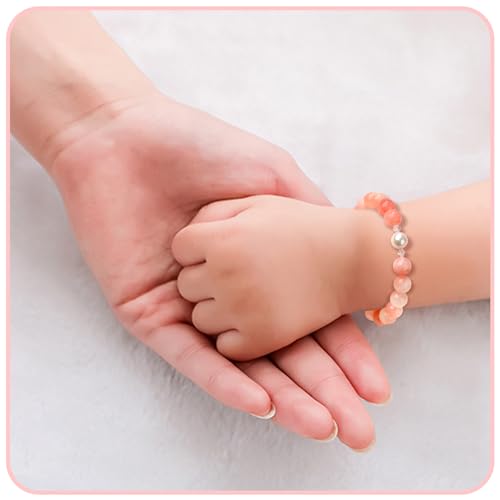 4 Year Old Girl Gifts,Pink Stone Bracelet as Birthday Gifts for 4 Year Old Girls Granddaughter Daughter Niece,4th Birthday Gifts for Girls Adjustable Length Pearl Bracelet for Four Year Old Girl4