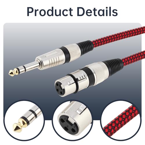 Cable de micrófono 1/4 TRS macho a XLR hembra 1.5 m miniatura 4