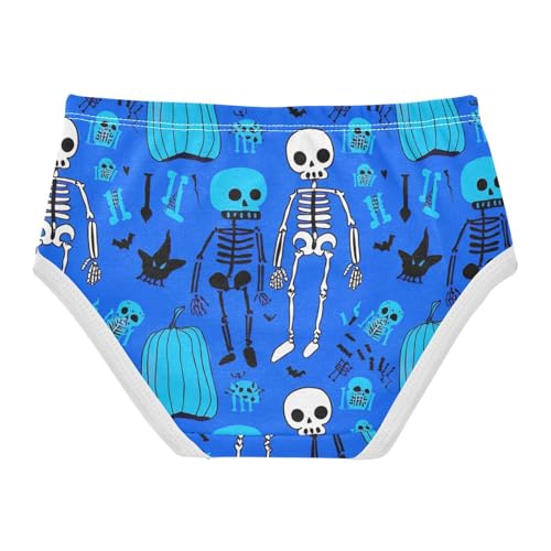 Toddler Underwear Custom 2t Cotton Cute Panties Girl Fancy Underpants Briefs Funny Skeletons Pumpkins Blue2