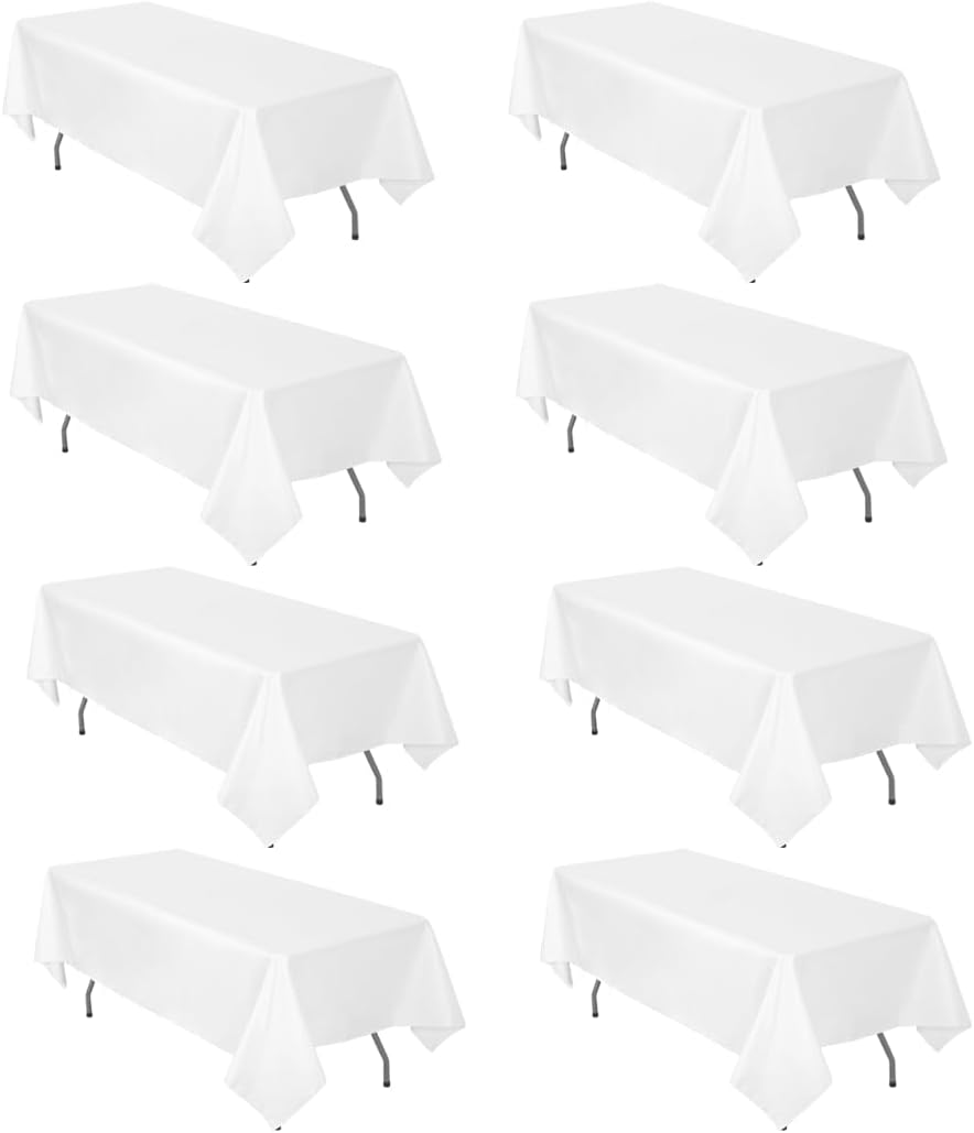 WEALUXE White Table Cloths for 6 Foot Folding Tables, 8