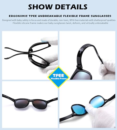 Polarized Baby Sunglasses with Strap - Unbreakable Flexible Infant Sunglasses for Toddlers Age 0-24 Months4