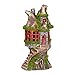 Exhart Solar Illuminating Woodland Tree House, Fairy Garden Décor, Cottage w/Stone Steps, Moss and Window Details, Weather-Resistant Resin, 7
