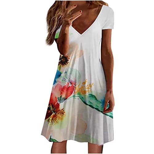Keepink Mini robe d'été décontractée à manches courtes pour femme...
