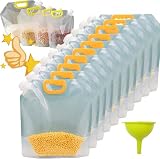 Sealed Bag, Reusable 10 pcs Transparent Grain Storage Suction Bags, Large Capacity Stand Up Sealed Packaging Bags for Multipurpose Food Storage, with Funnel (2.5L)
