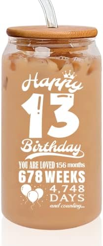 13th Birthday Decorations for Girls - 13 Year Old Girl Gift Ideas - Teenage Girls Gifts Ideas - 2010 13th Birthday Gifts for Girls Boys Daughter Son Sister - 16 Oz Coffee Can Drinking Glass Cup