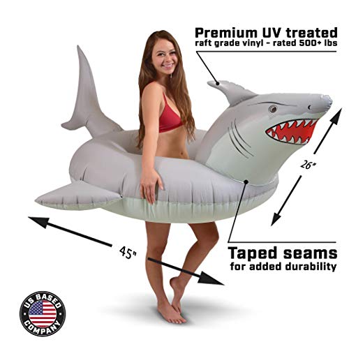 Image of GoFloats Great White Bite Shark Party Tube Inflatable Raft - Fun Pool Float for Adults and Kids