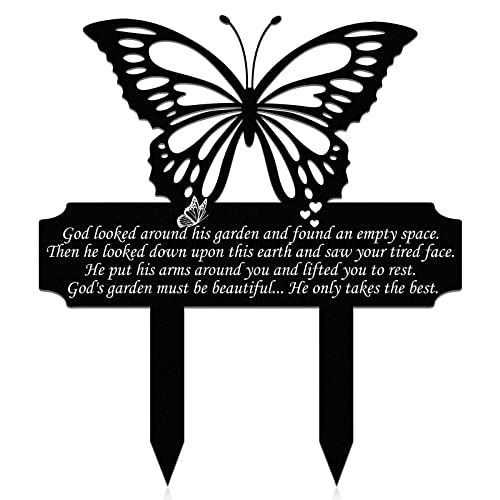 Butterfly Memorial Stakes Grave Decorations For Dad Cemetery Memorial Plaque For Outdoors Metal Butterfly Sympathy Garden Stake Waterproof Cemetery Decoration, 13.19 X 11.81 Inches (Classic Style) #TOP19