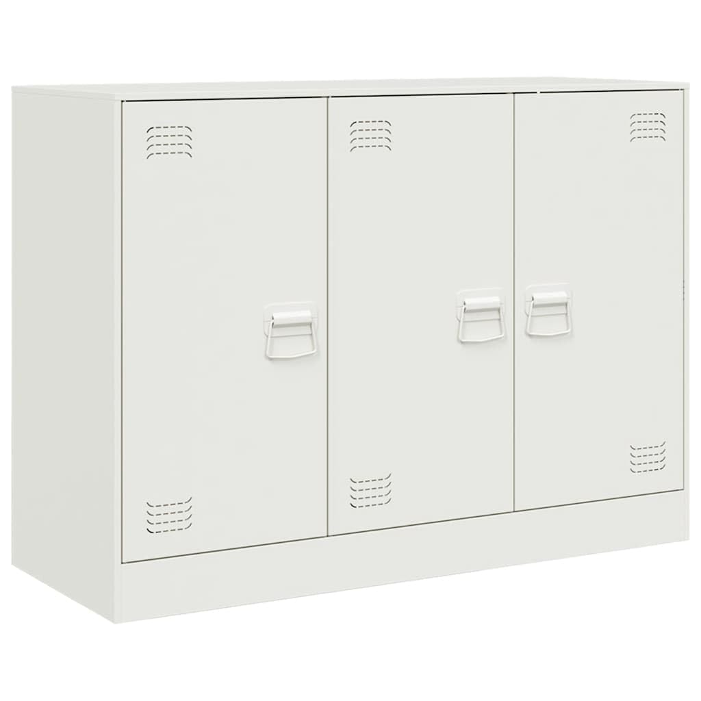 vidaXL Sideboard, Side Cabinet for Living Room Hallway, Cupboard with Storage, Highboard, Buffet Cabinet, Modern Style, White Steel