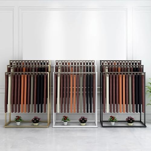 3-Tier Floor Standing Metal Rack for Retail Clothing & Accessories Display - Durable Belt Organizer Stand, Perfect for Stores & Showrooms