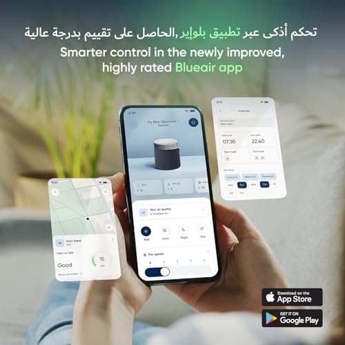 BLUEAIR Blue Signature Air Purifier for Large Rooms and Home, Odour Eliminating, Cleans up to 314m² per hour, HEPASilent, Smart WiFi, Auto Mode, Doubles as Table, Removes Dust, Smoke, Pet Hair