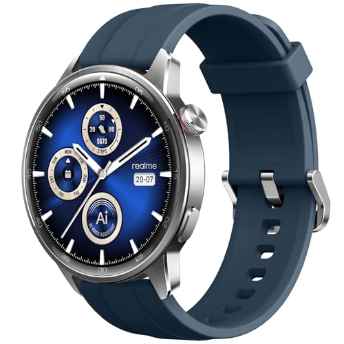 realme Watch S2 Smartwatch con Pantalla AMOLED de 1.43', Resistencia al Polvo y al Agua IP68, esferas Personalizables, Motor Super AI, batería de 20 días Smartwatch, Plata