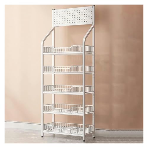 4 5 Tier Supermarket Snacks Shelf, Retail Display Racks, Commercial Snack Organizer for Home Convenience Stores Kitchen, Mask Cosmetics Storage Basket Rack, Bakery Display Rack(White-165,60x27cm/23.6x