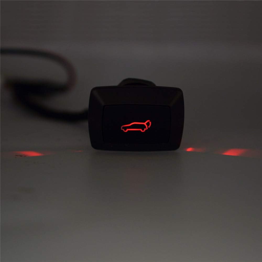 Car Trunk Lid Electric Unlock Push Button DC 12V For General-purpose Type Vehicle,Tailgate Switch With Red LED Light,Can Open/Close the Rear Luggage Door,Installation Easy (Black)