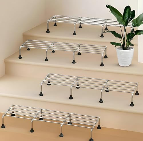 Image of Pivalo Rectangular Plant Stand for Flower Pots & Gamla | Rust-Resistant Heavy Duty 301 Grade Stainless Steel Pot Holder for Indoor & Outdoor Plants | Garden, Balcony & Living Room Decor (4 PCS)