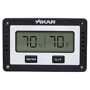 Xikar PuroTemp Rectangular Digital Hygrometer, Compact and Lightweight Cigar Humidor Accessory, Easy to Calibrate, Black
