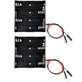 whiteeeen 2pcs 4 AA Battery Holder 4 Slots 6V (4 x 1.5V) Battery Box case with Male Pin Header Wire Lead Easy to Use