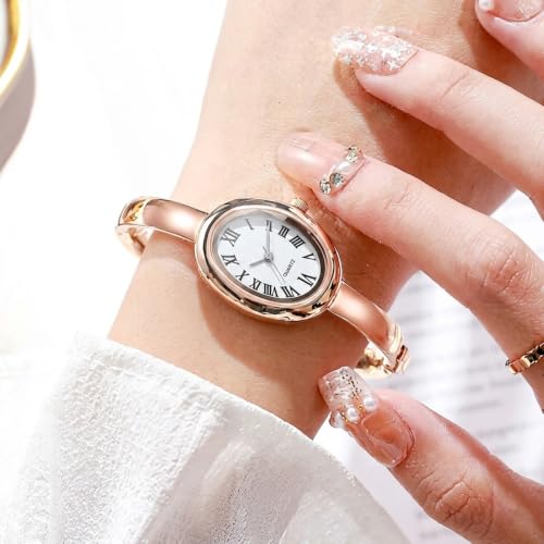 Image of Shocknshop Elegant Oval Roman Dial Women Quartz Fashion Bracelet Strap Ladies Wrist Watch for Woman and Girls -WCH197