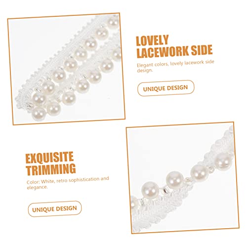 SEWACC 4 Unidades De Fitas De Renda Bordada Com Miçangas Aplique De Pérola Guarnição De Renda De Pér