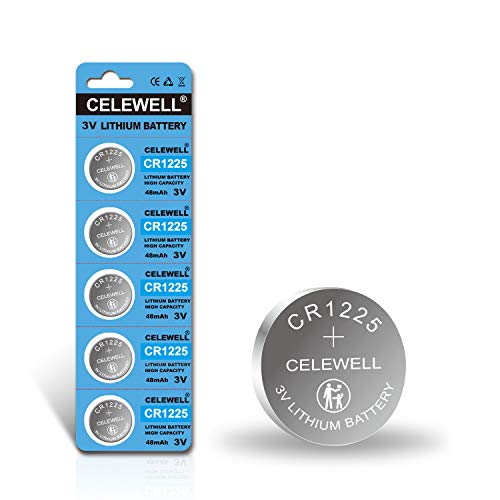 【5-Year Warranty】 CELEWELL 5-Pack CR1225 3V Lithium Battery for Thermometer Watch CR 1225