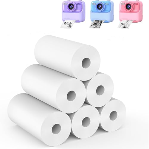 Riosin Rouleau Appareil Enfant, Papier Thermique pour Imprimante Instantanée HD Adapté à la Plupart des Caméras pour Enfants (Blanc-6)