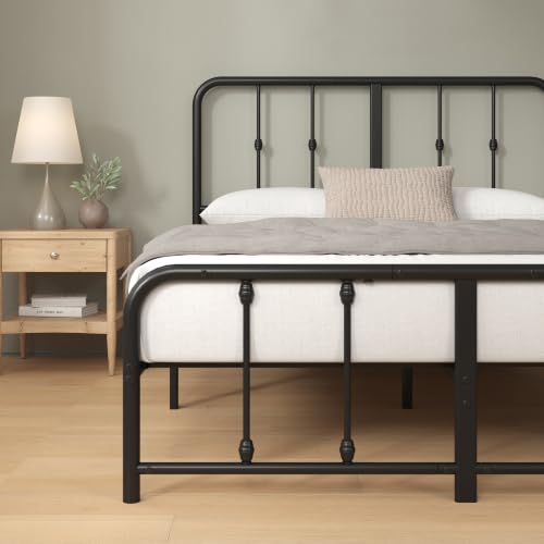 Image of Zinus Leonardo Metal Platform Bed Frame, Victorian Spindle Style Headboard and Footboard, Heavy Duty Bed Base, Ample Underbed Space, Full