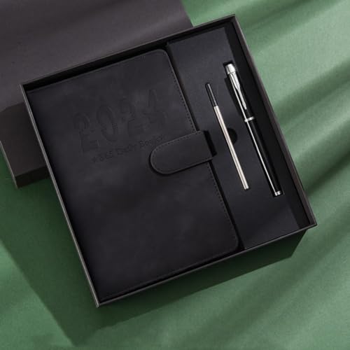 手帳 2025 スケジュール帳 a5 日程本 家計簿 日記帳 200枚/冊 ビジネス ノート 月インデックス 磁気吸着 フェイクレザー ギフトボックス付き 毎日計画本 年度収支 納付記録 アドレス帳 月計画 週のまとめなど (a5:14.5*21.3cm,