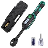AEROFORCE Digitaler Drehmomentschlüssel - 3/8 Zoll Antrieb Elektrischer Drehmomentschlüssel (6.8-135Nm), mit bidirektionaler Ratsche, ±2% Genauigkeit, Summer- & LED-Alarmen, 4-Messeinheiten