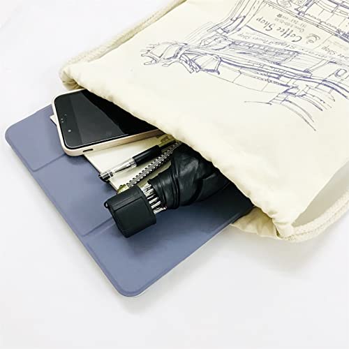 Barri Design Aesthetic Drawstring Backpack For Women Vintage Drawstring Bag Cotton Canvas Backpack String Bag Sport Gym Backpack Beach Travel Sackpack Shopping Sack Bag #TOP6