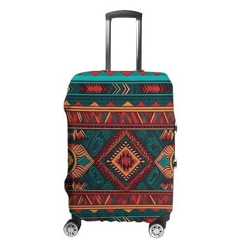 Ethnic Geometric Pattern Elastic Luggage Cover Suitcase Protector for 19-32 Inch Suitcases | Universal Stretchable Travel Bag Cover | Anti-Scratch, Washable with Zipper Closure M