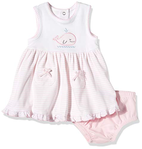 absorba Girls' Sleeveless Dress, Baby Pink/White, 12M