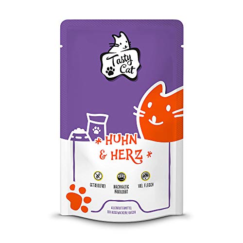 TastyCat Nassfutter für Katzen Huhn & Herz 12 x 125g. | getreidefrei | zuckerfrei Cover