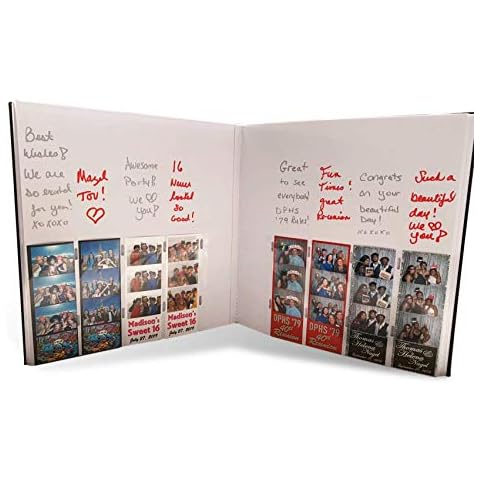 Photo Booth Album for 2"x6" Photo Strip Pics - 60 Pages Holds 240 Photobooth Photos - Slide-in Photo Booth Photo Album - 2 inch x 6 inch - Wedding Scrapbook - Bookmark Album Cover