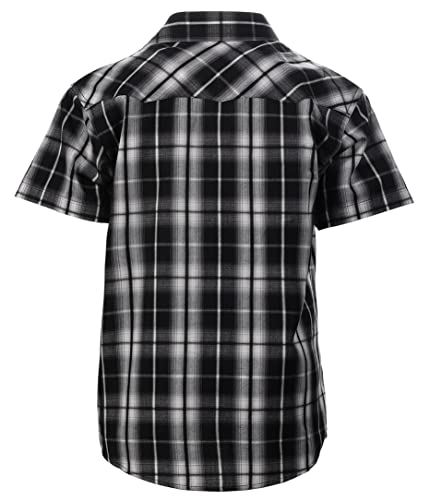 Image of Gioberti Boys Casual Western Plaid Pearl Snap-on Buttons Short Sleeve Shirt