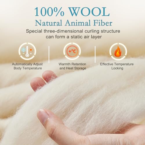 YOUR MOON Summer Lightweight Wool Comforter - Breathable & Thin Duvet Insert for Hot Sleepers, 100% Australian Wool Filling 100gsm with Pure Cotton Shell-King Size (Dark Gray) by YOUR MOON - Image 3