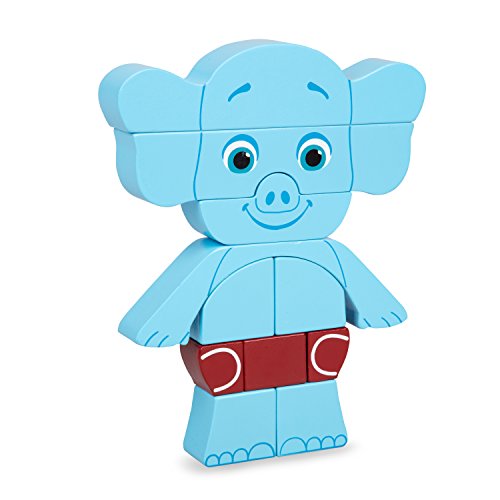 Word Party Bailey Stack and Play Block Puzzle - 11 Wood Stacking Block Pieces - Bailey The Elephant - 8