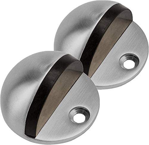 HYDERON Half Moon Stainless Steel Floor Door Stopper β Sturdy and Durable Door Stopper for Home and Office Use with Anti-Slip Base (Pack of 2 Pieces)