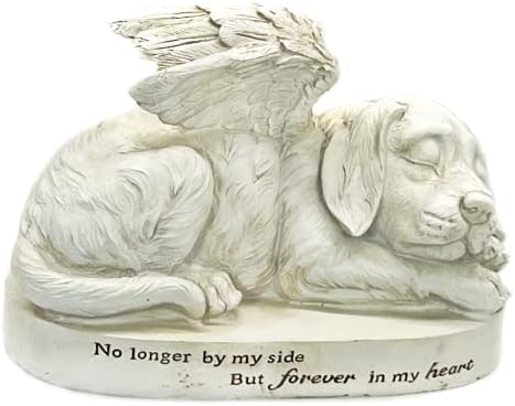 Bellaa Dog Statues 10 Inch Angel Wings Labrador Golden Retriever Puppy Pet Outdoor Garden Memorial Monument Grave Marker Tribute Stone Finish Sculptures Home Decor