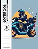 Composition Notebook College Ruled: Vector Police Riding a Quad, Minimalistic and Flat Icon Design, Size 8.5x11 Inches, 120 Pages