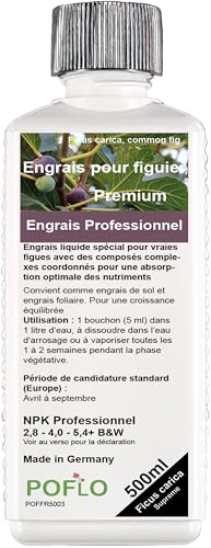 POFLO Engrais pour figues HIGH-TECH Ficus carica, vraie figue, fertilise les plantes en massifs et en pots (500 ml)