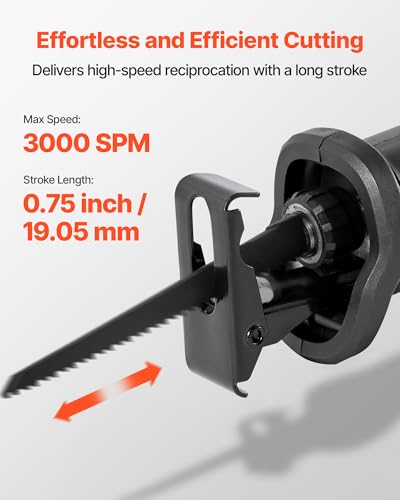Image of VEVOR 6 Amp Corded Reciprocating Saw, 3 /4 inch Stroke Length, Power Reciprocating Saw with Variable Speed, 3000 SPM, 8 Blades & Bag Included, for Wood, Metal, and Plastic Cutting