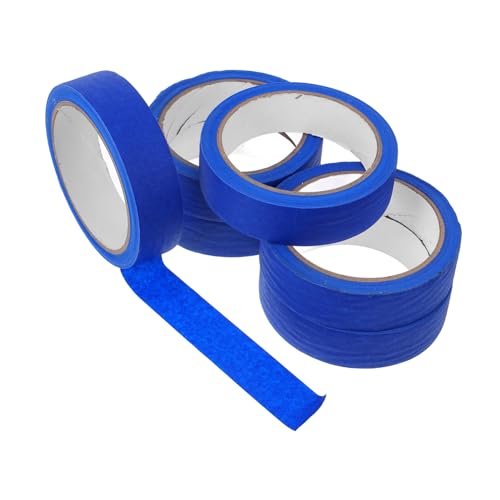 NUOBESTY 6rolls Masking Tape Writable Adhesive Crepe Paper for Auto Painting Craft Projects Yards for Home Renovation Industrial Use