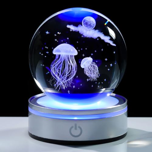 Esfera de cristal con medusa láser 3D Movdyka pisapapeles de vidrio óptico de alta pureza