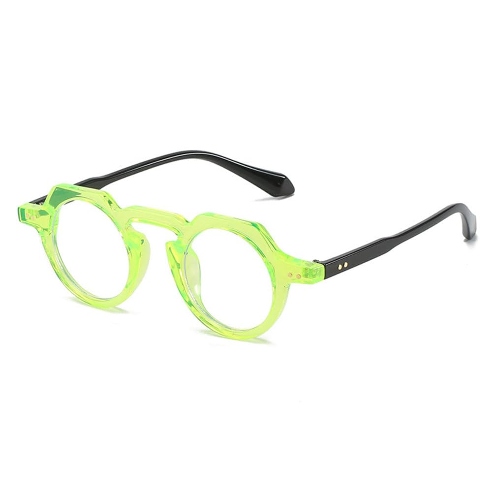 Lunettes de soleil rondes rétro à rivets LVTFCO nuances vert fluorescent taille unique - 8