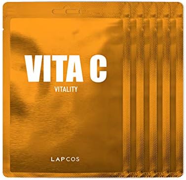 LAPCOS Vita C Sheet Mask, Daily Face Mask with Vitamin C to Brighten and Renew Skin, Korean Beauty Favorite, 5-Pack