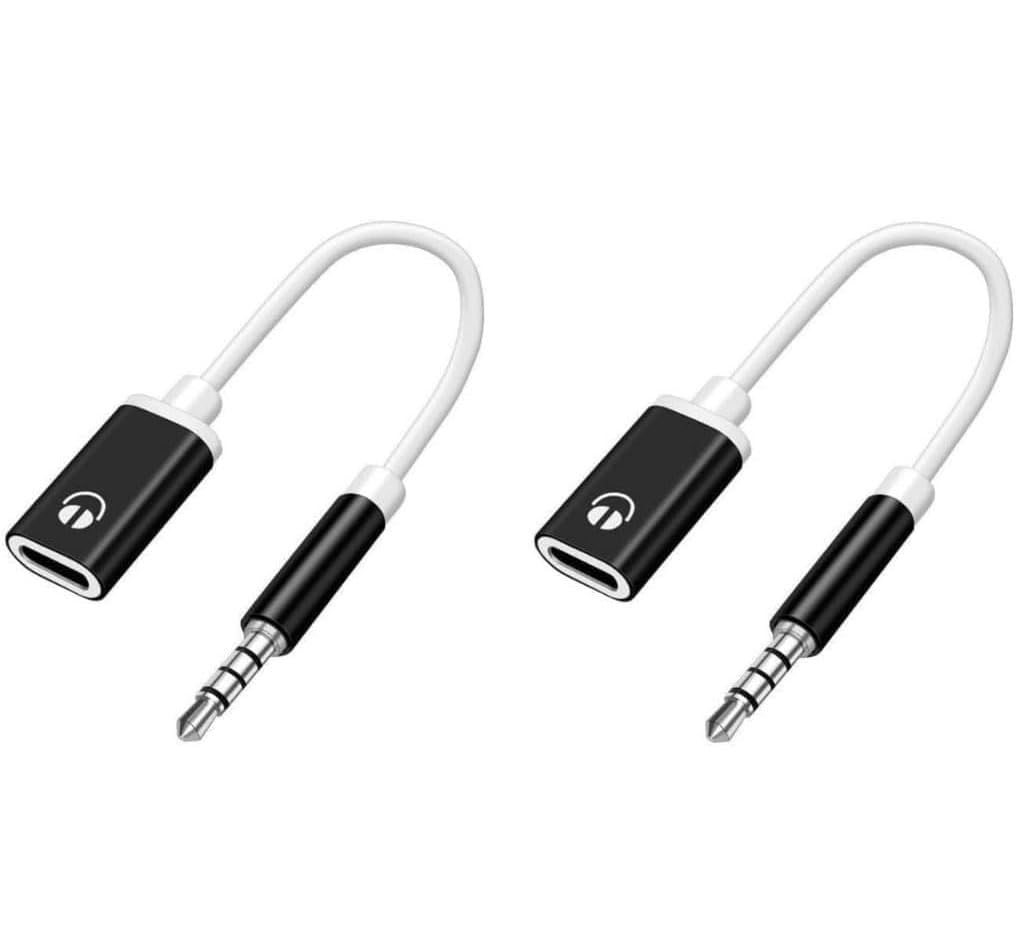 2 Pcs USB C to 3.5mm Female Headphone Jack Adapter, Black Male to TypeC Female Dongle Cable Cord, USB-C to Aux, Compatible with iPhone 17/16/15 Pro/Max/Plus, MP3 Players Laptops Tablets Smartphone