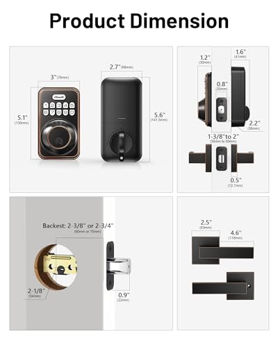 Image of Zowill Keyless Entry Keypad Deadbolt Lock with Handles, Oil Rubbed Bronze | 20+ User Password, One-time Code, Auto Lock, Anti-Peeping Password, Low Battery Alert, ANSI Grade 3, for Front Door